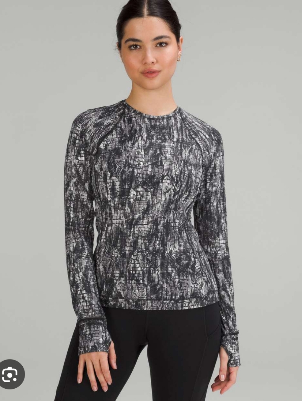It's Rulu Run Long Sleeve Top - Black & White Pattern Size 6